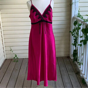 Delicates Lingerie Slip Dress Midi L Pink Black Lace Satin Fairy Goth Witchy